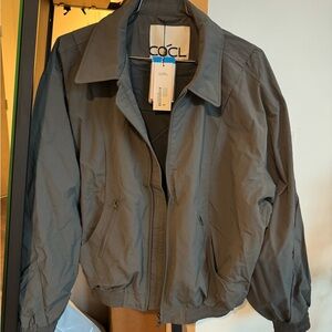 Korean Brand COCL Grey Zip Up Nylon Collared Bomber Jacket NWT